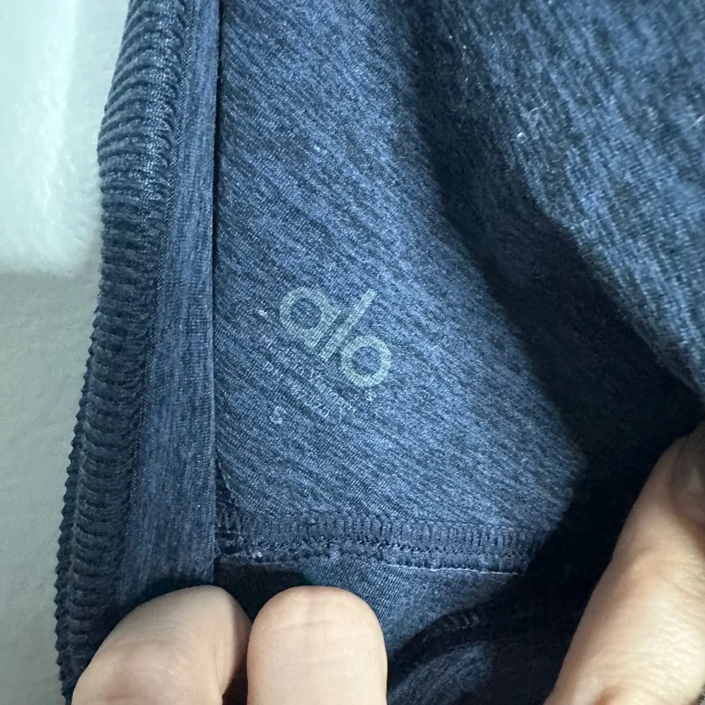 Alo‎ Yoga Alosoft Lounge Leggings Womens S Navy Heather EUC High Waist Ribbed